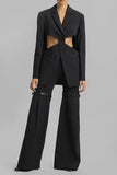 Goosudu Solid Color On-trend Belt Design Bell Bottoms Pants