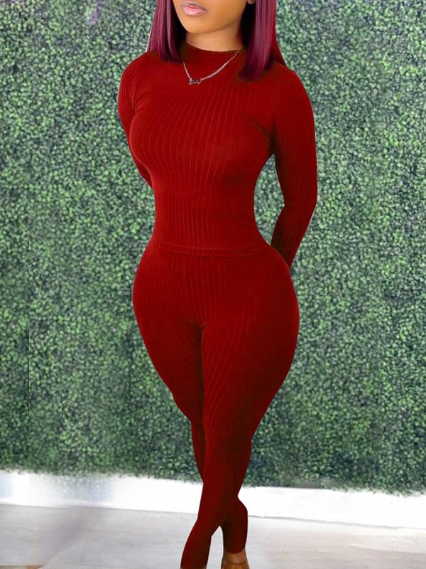 Goosudu Solid Ribbed 2PC Set