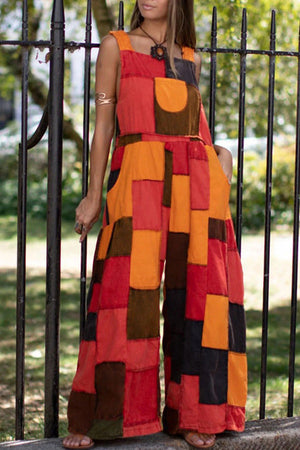 Goosudu Fashion Printed Boho Bib Pants