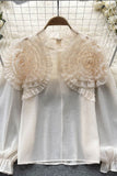 Goosudu 3D Flower Design Urban Lantern Sleeve Blouse