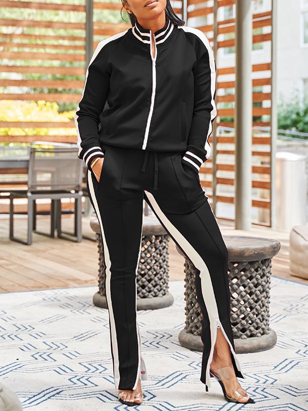 Goosudu Side-Stripe Jacket & Slit Pants Set