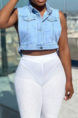 Goosudu Denim Boyish Single Breasted Coat