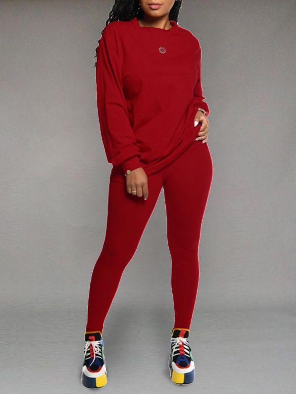 Goosudu Solid Sweatshirt & Pants Set
