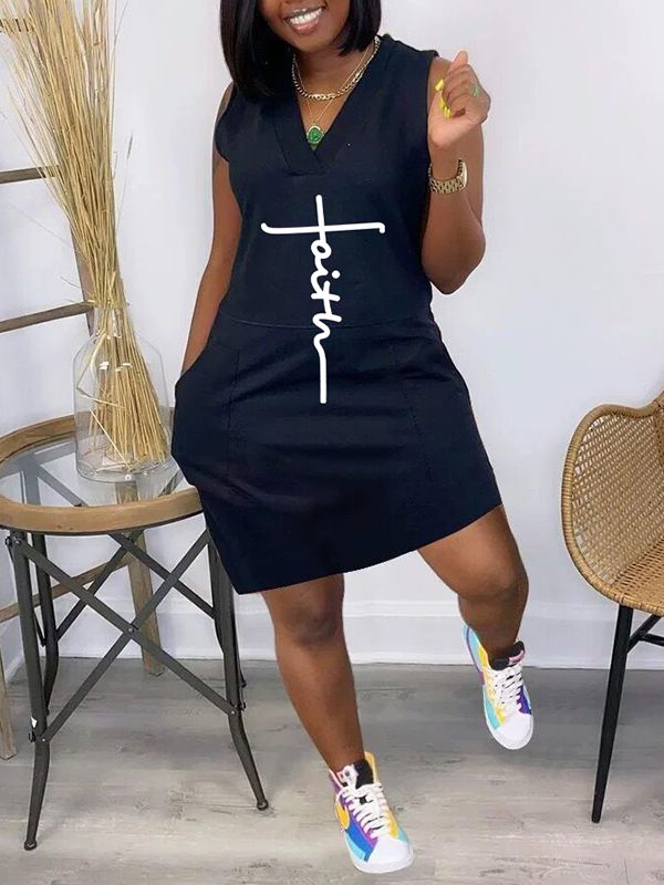 Goosudu Logo V-Neck Sleeveless Dress