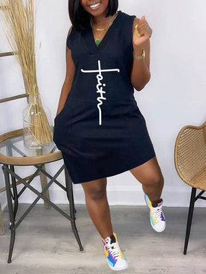 Goosudu Logo V-Neck Sleeveless Dress
