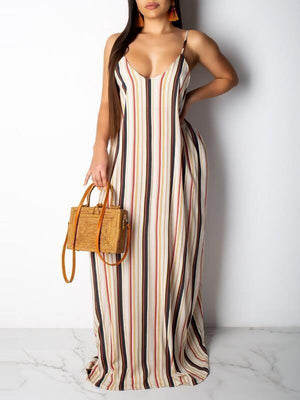 Goosudu Stripe V-Neck Cami Dress