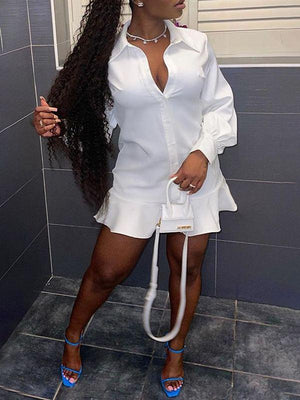 Goosudu Ruffle Shirt Dress