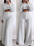 Goosudu Raw-cut Sweatshirt & Wide-Leg Pants Set