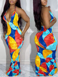 Goosudu Colorblock Halter Dress