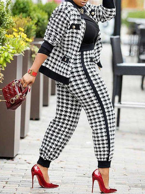 Goosudu Houndstooth Jacket & Pants Set