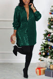 Goosudu Sexy Casual Solid Sequins Shirt Collar Shirt Dress Dresses