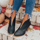 Goosudu Fashion Faux Leather Slip-On Boots