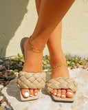 Goosudu Solid Color Braided Urban Flat Slippers