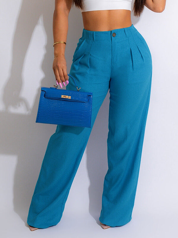 Goosudu Solid Straight-Leg Pants