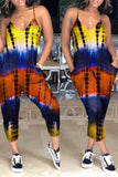 Goosudu Classic Tie Dye V-neck Pocket Jumpsuit