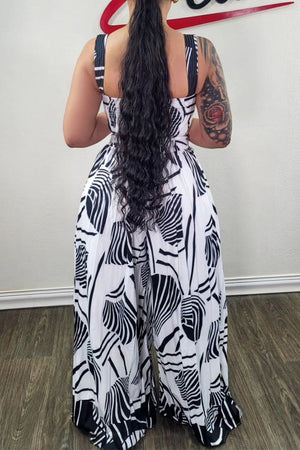 Goosudu Casual Daily Mixed Printing Printing Spaghetti Strap Sleeveless Two Pieces