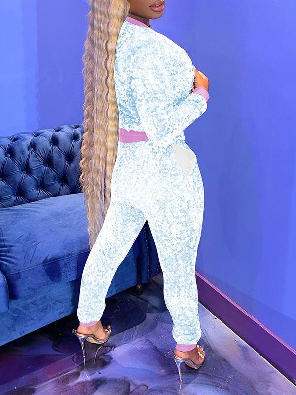 Goosudu Sequin Jacket & Jogger Pants Set