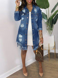 Goosudu Distressed Fringe Denim Jacket