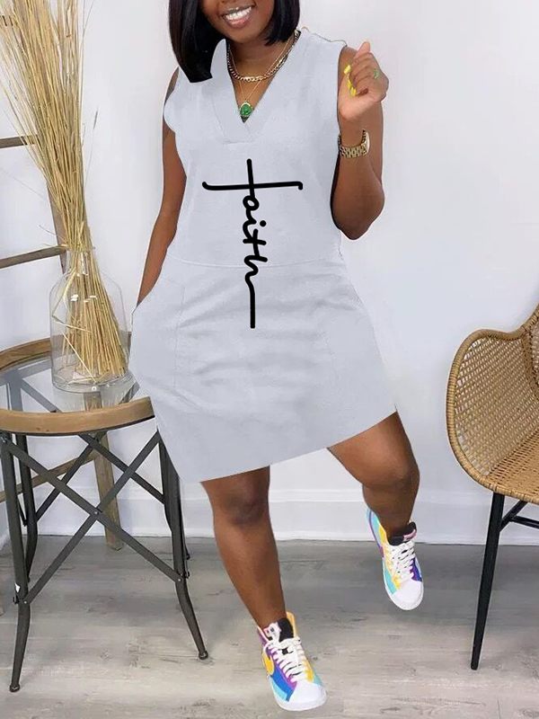 Goosudu Logo V-Neck Sleeveless Dress