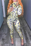 Goosudu Sexy Leopard Print High Neck Stretch Slim Fit Jumpsuit