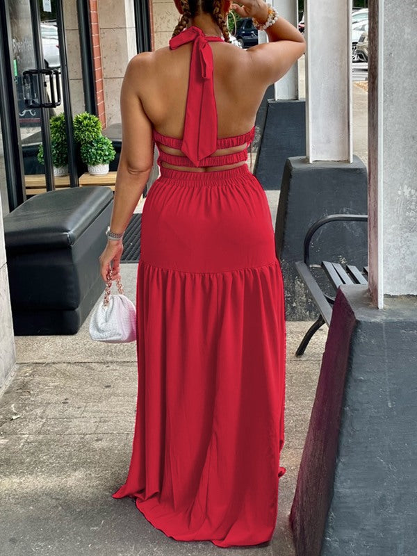 Goosudu Sleeveless Elastic-Waist Maxi Dress