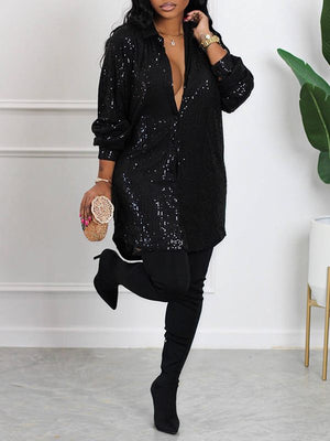 Goosudu Sequin Shirt Dress