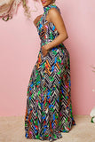 Goosudu Sexy Color Contrast Print Wide Leg Jumpsuit