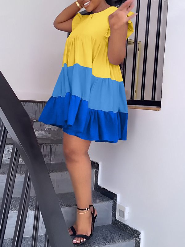 Goosudu Three-Tone Ruffle Dress