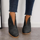 Goosudu Retro Western V Cut Ankle Boots