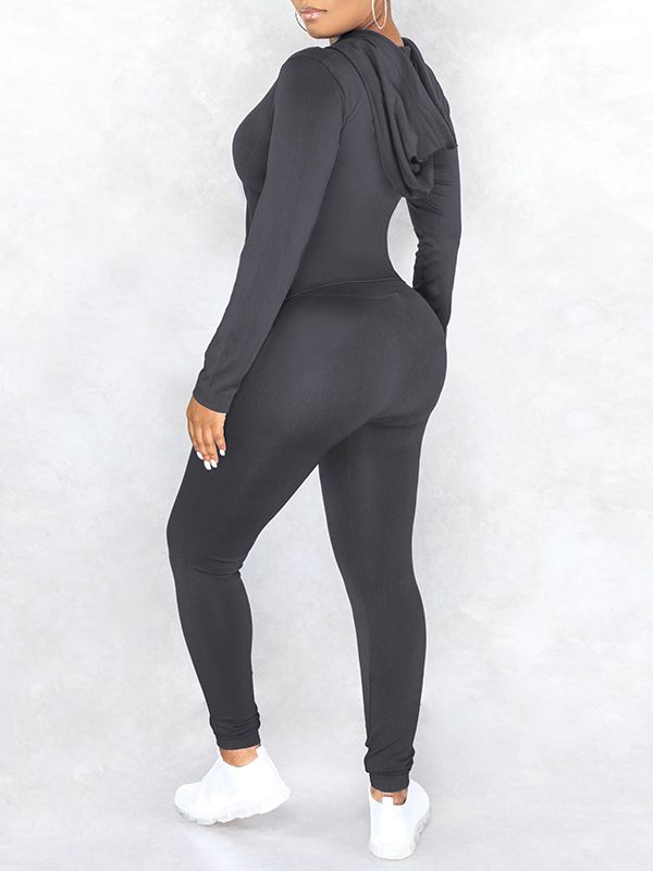 Goosudu Solid Zip Hoodie & Pants Set