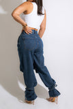 Goosudu Solid Color Ripped Stylish Strappy Jeans