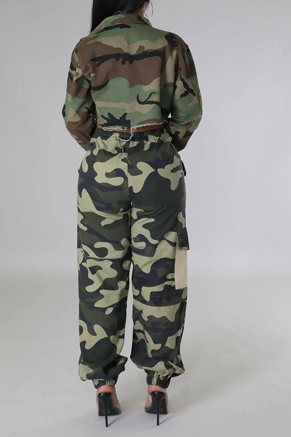 Goosudu Camouflage Casual Patchwork Multi Pocket Pants