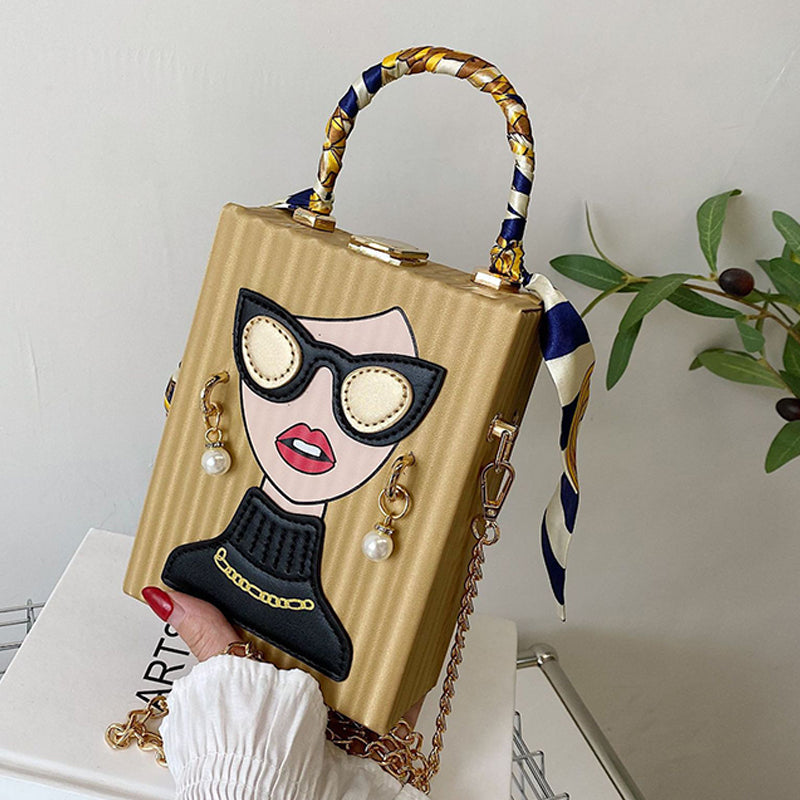 Goosudu Casual Print Patchwork Chains Bags