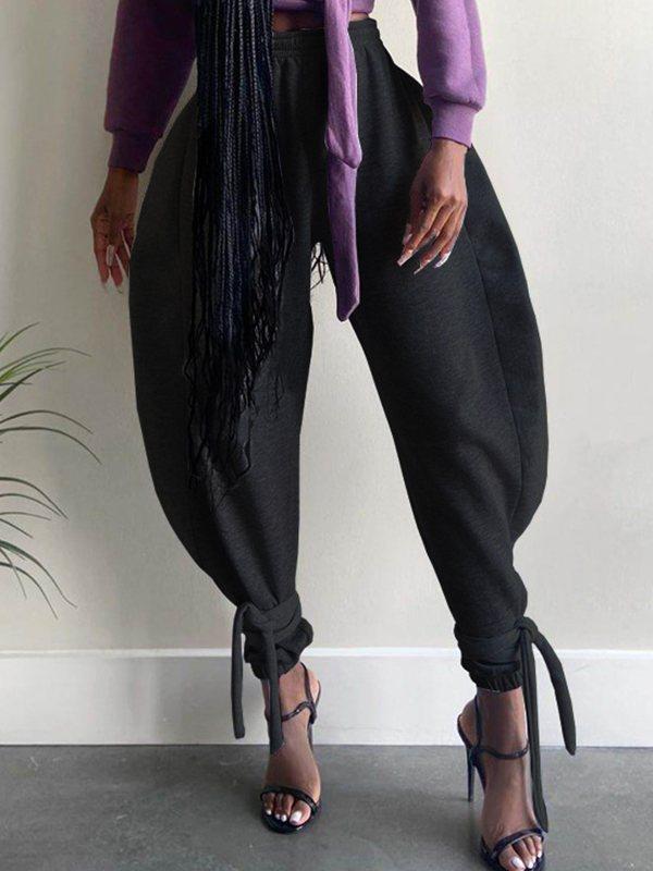Goosudu Solid Tied-Cuff Pants