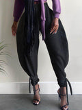 Goosudu Solid Tied-Cuff Pants