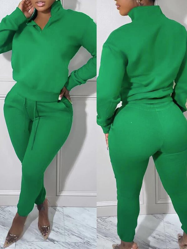 Goosudu Zip-Front Sweatshirt & Jogger Pants Set