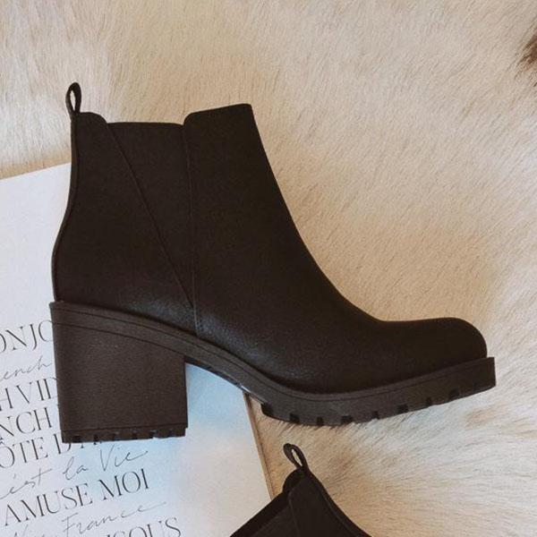 Goosudu Patent Leather Slip-On Ankle Boots