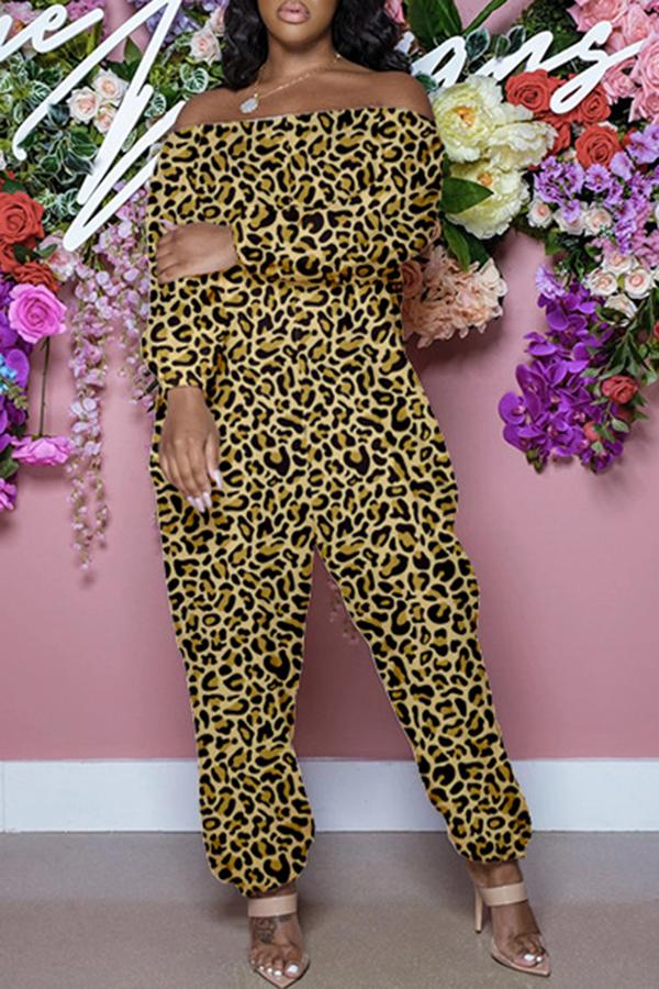 Goosudu Sexy Printed Long Sleeved Off Shoulder Jumpsuit