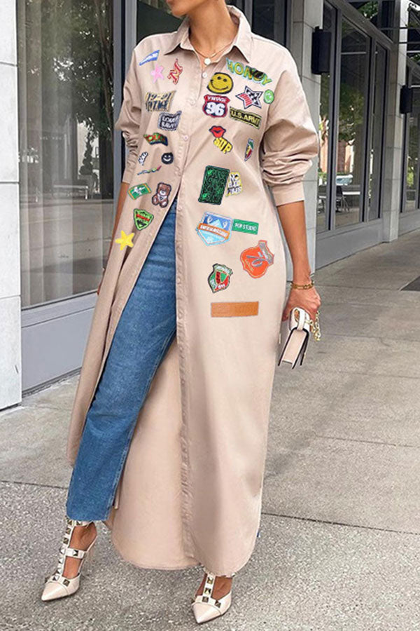 Goosudu Cartoon Print Cute Single Breasted Coat