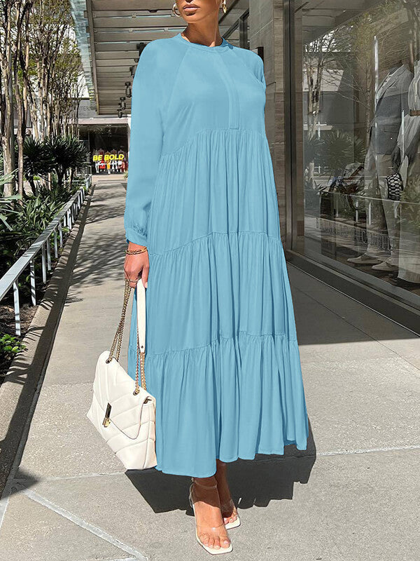 Goosudu Solid Tiered Ruffle Dress