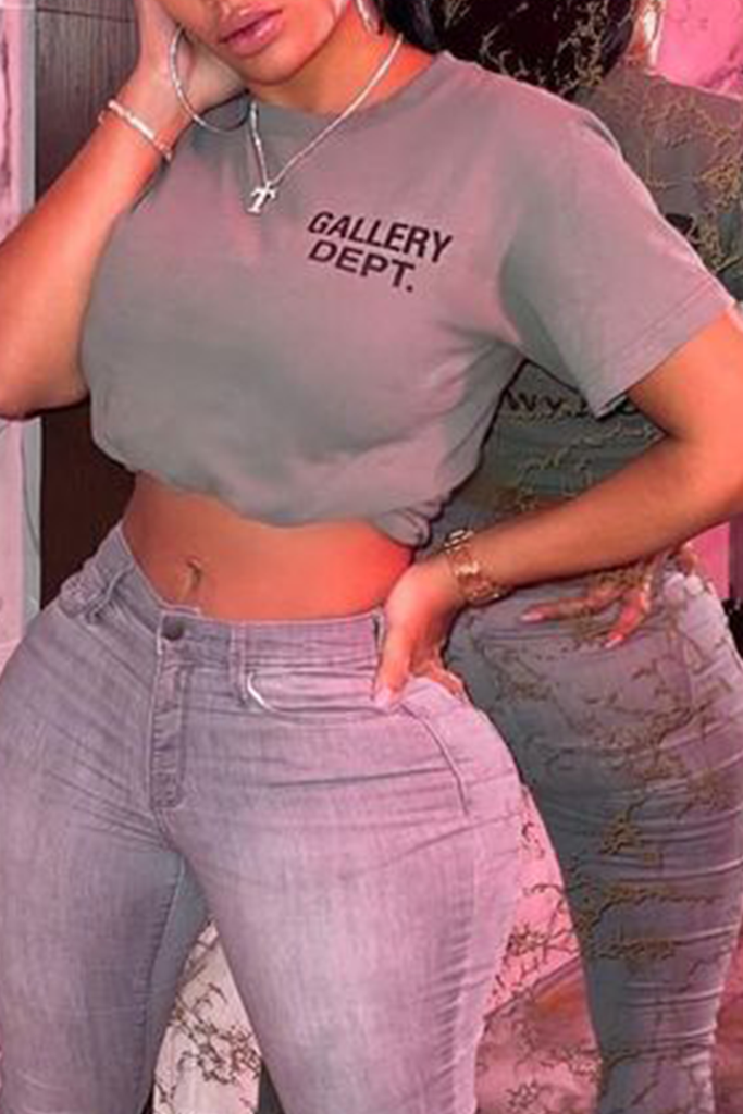 Goosudu Casual Print Patchwork O Neck T-Shirts