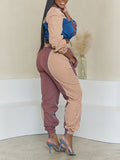 Goosudu Colorblock Zip Top & Jogger Pants Set