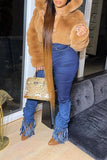 Goosudu Solid Color Faux Fur Luxe Hooded Coat