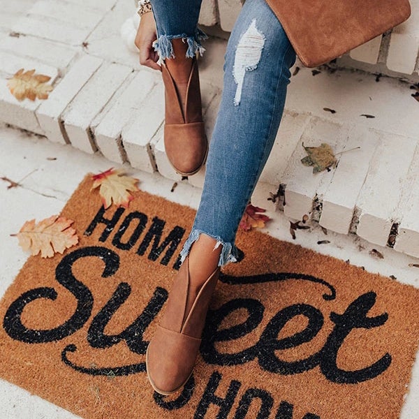 Goosudu Fashion Faux Leather Slip-On Boots