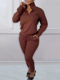 Goosudu Zip-Front Sweatshirt & Jogger Pants Set