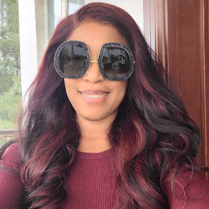 Goosudu Casual Daily Vintage Patchwork Rhinestone Sunglasses