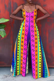 Goosudu Romantic Print Sleeveless Sling Wide-Leg Jumpsuits