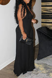 Goosudu Sweet Halter Backless Wide Leg Plain Plus Size Jumpsuit