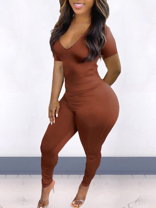 Goosudu V-Neck Drawstring Jumpsuit