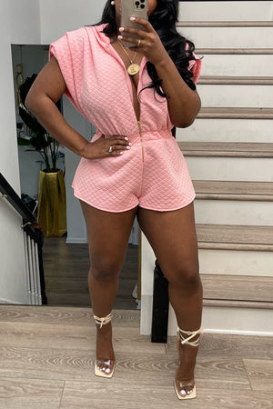 Goosudu Features Pleated Shoulders Cinched Waistband Romper